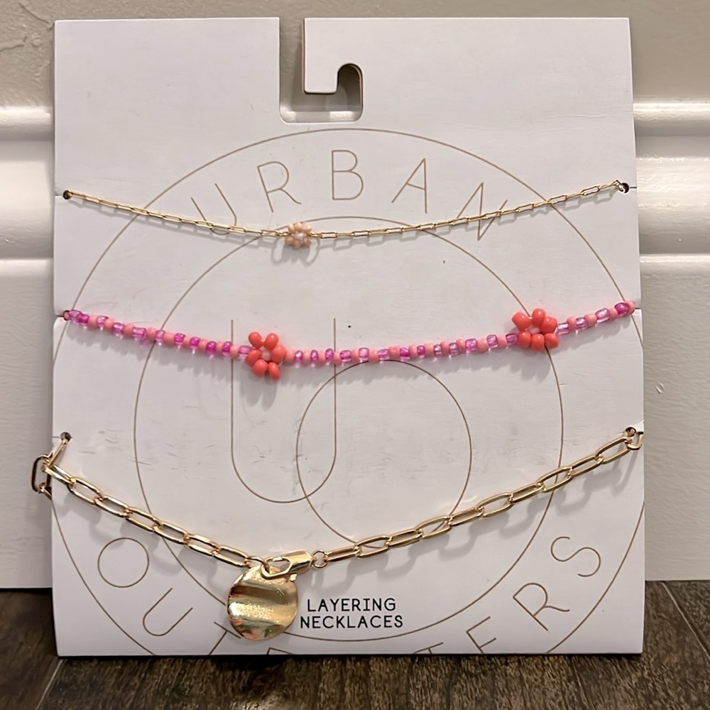 NEW Urban Outfitters Mimi Beaded Layering Adjustable Length Necklaces Set